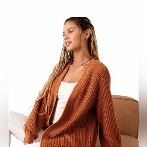 American Eagle Outfitters Open-Front Waffle Cardigan